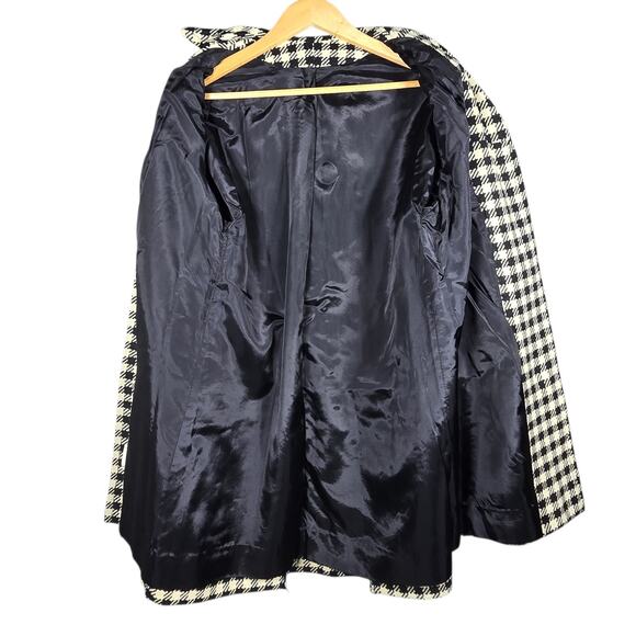 VTG 1960s Peerless 100% Wool Coat Black White Check Houndstooth Mod Midi Medium - Picture 12 of 15